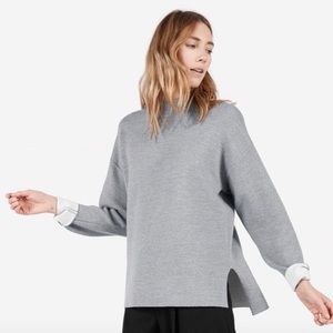 everlane luxe double knit mock neck sweater